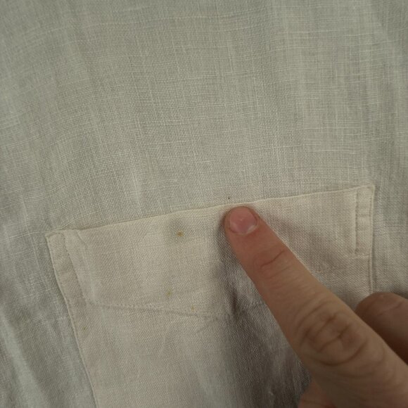Brooks Brothers All Irish Linen Ivory XL Men Button Up Shirt Short Sleeve Woven - Picture 15 of 16